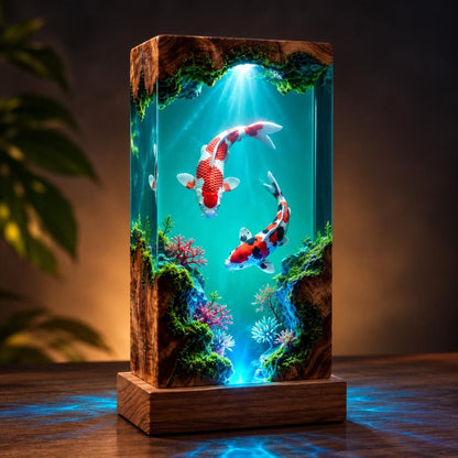 Japanese Koi Fish Epoxy Resin Night Light Aquarium Lamp