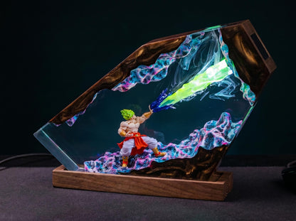 Handcrafted Broly Epoxy Resin Lamp - Premium Legendary Super Saiyan Diorama