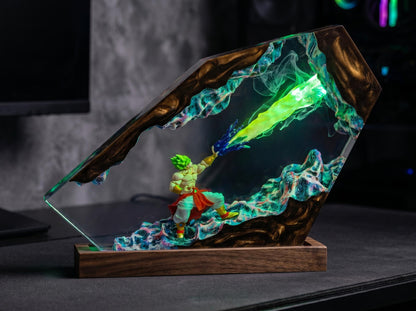 Handcrafted Broly Epoxy Resin Lamp - Premium Legendary Super Saiyan Diorama