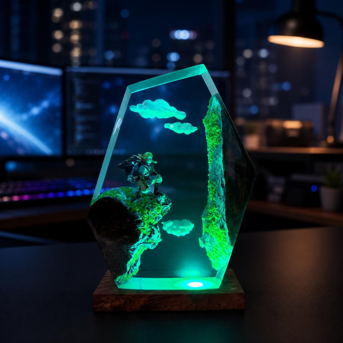 Handcrafted Link Skyscape Resin Night Light