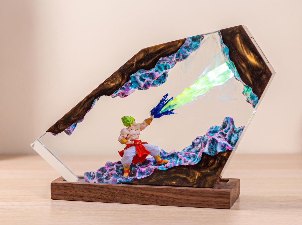 Handcrafted Broly Epoxy Resin Lamp - Premium Legendary Super Saiyan Diorama