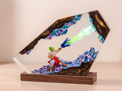 Handcrafted Broly Epoxy Resin Lamp - Premium Legendary Super Saiyan Diorama