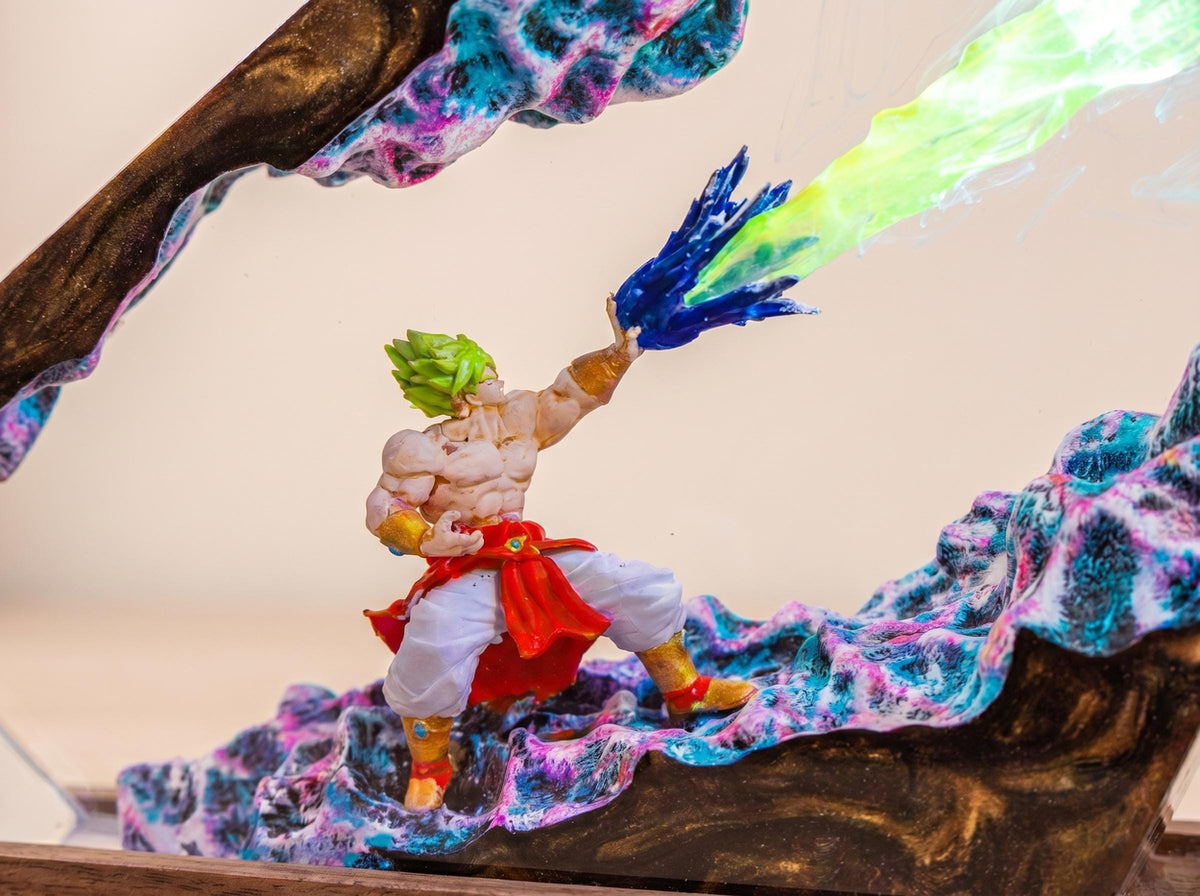 Handcrafted Broly Epoxy Resin Lamp - Premium Legendary Super Saiyan Diorama