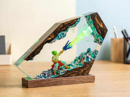 Handcrafted Broly Epoxy Resin Lamp - Premium Legendary Super Saiyan Diorama
