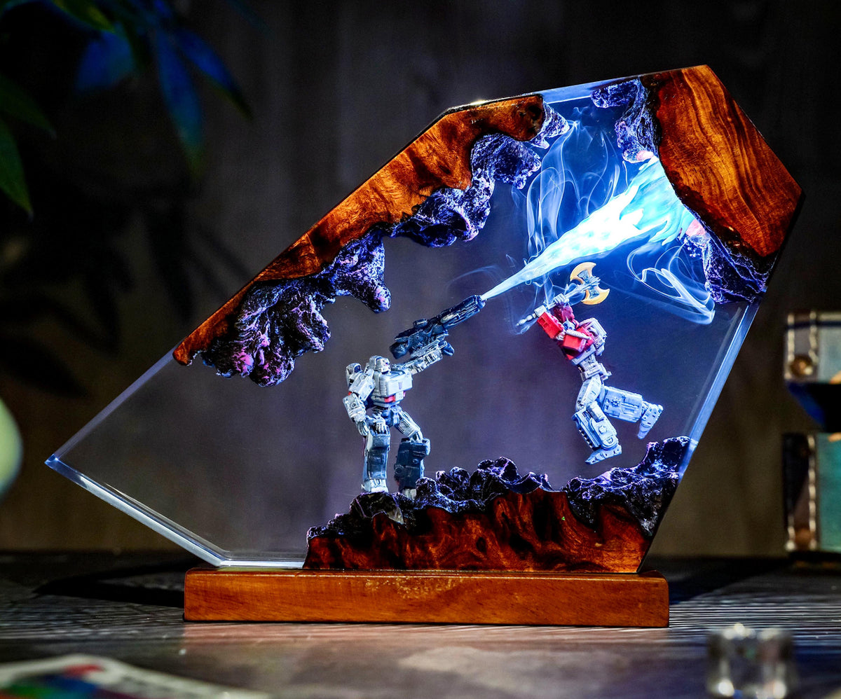 Transformers Resin Lamp | Megatron vs Optimus Anime Night Light