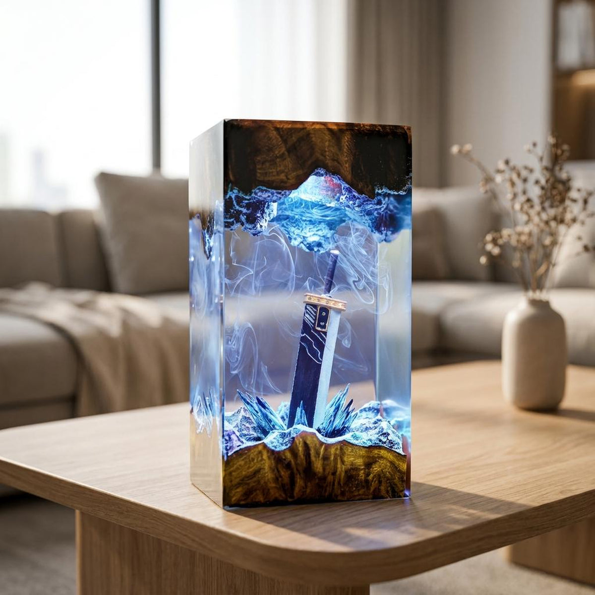 Buster Sword Resin Lamp - Final Fantasy VII Knight Blade Cube Night Light