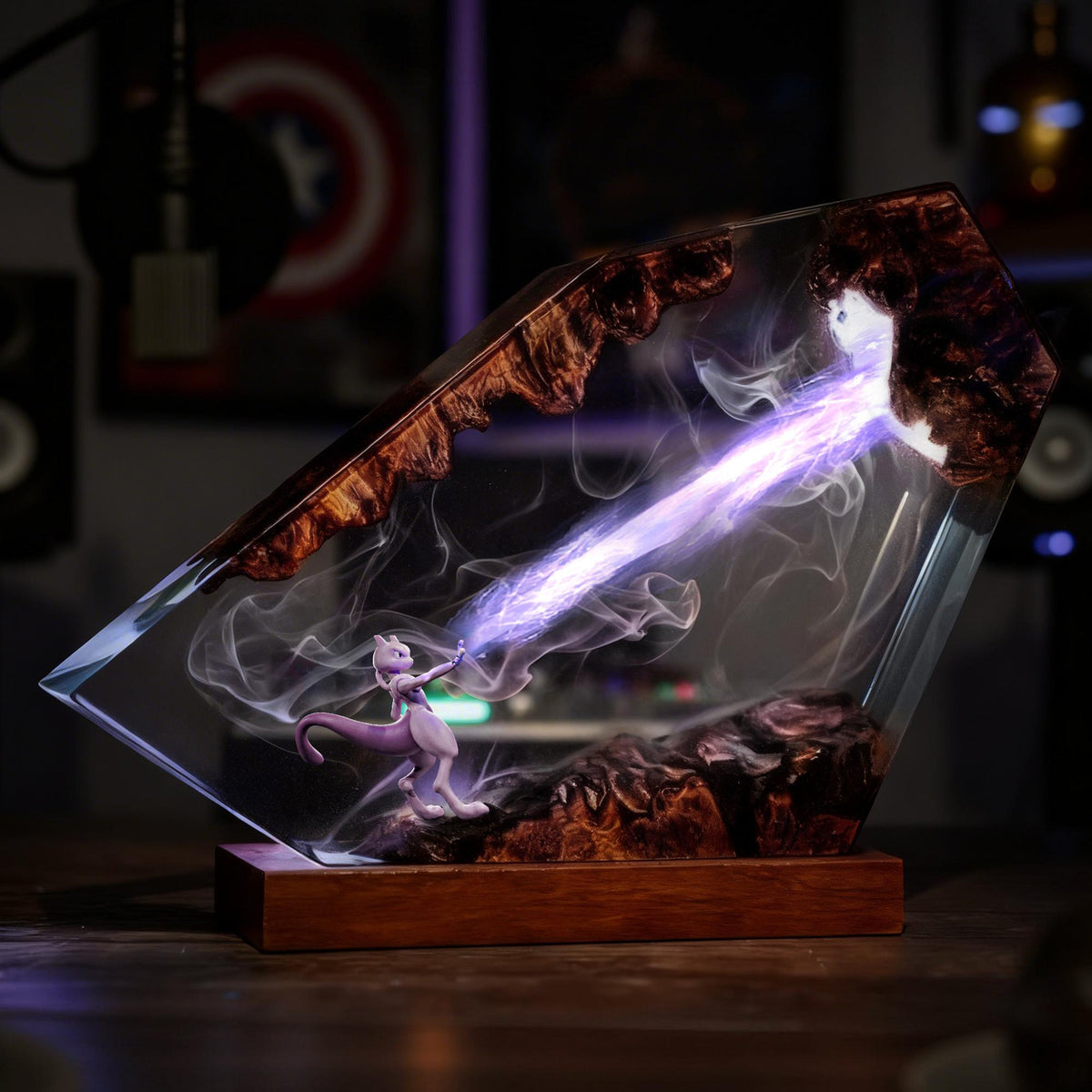 Handcrafted Mewtwo Energy Beam Resin Night Light