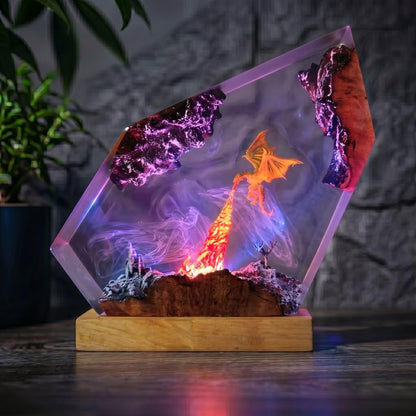 Fire Dragon Castle Resin Night Light - Unique Decor Home