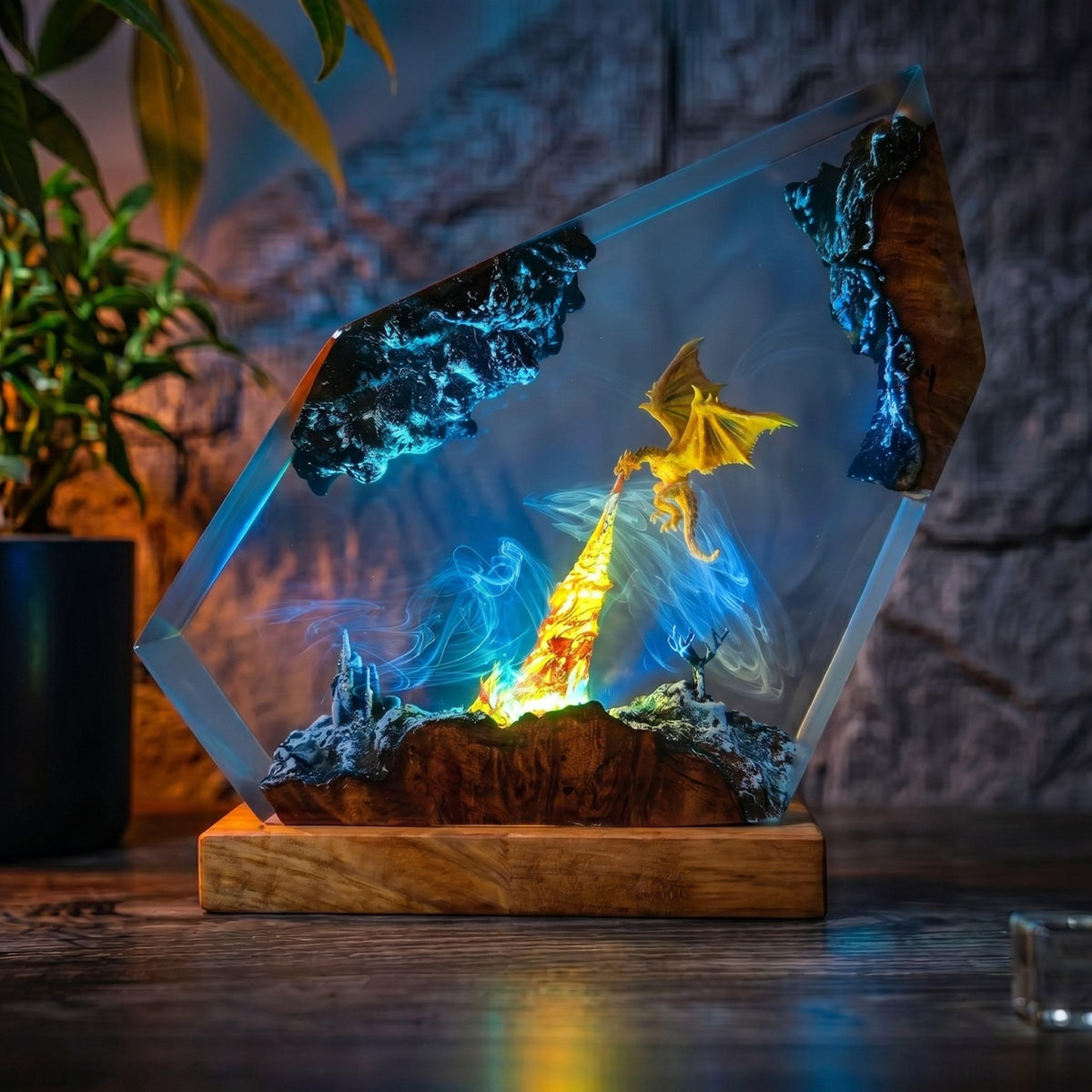 Fire Dragon Castle Resin Night Light - Unique Decor Home