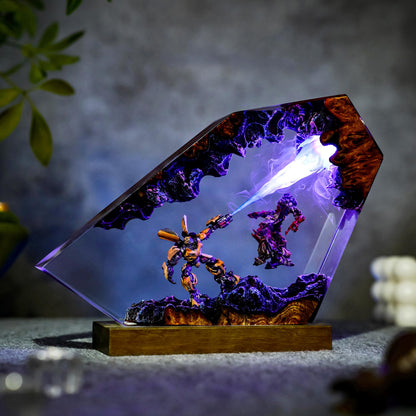 Handcrafted Bumblebee vs Barricade Epoxy Resin Lamp