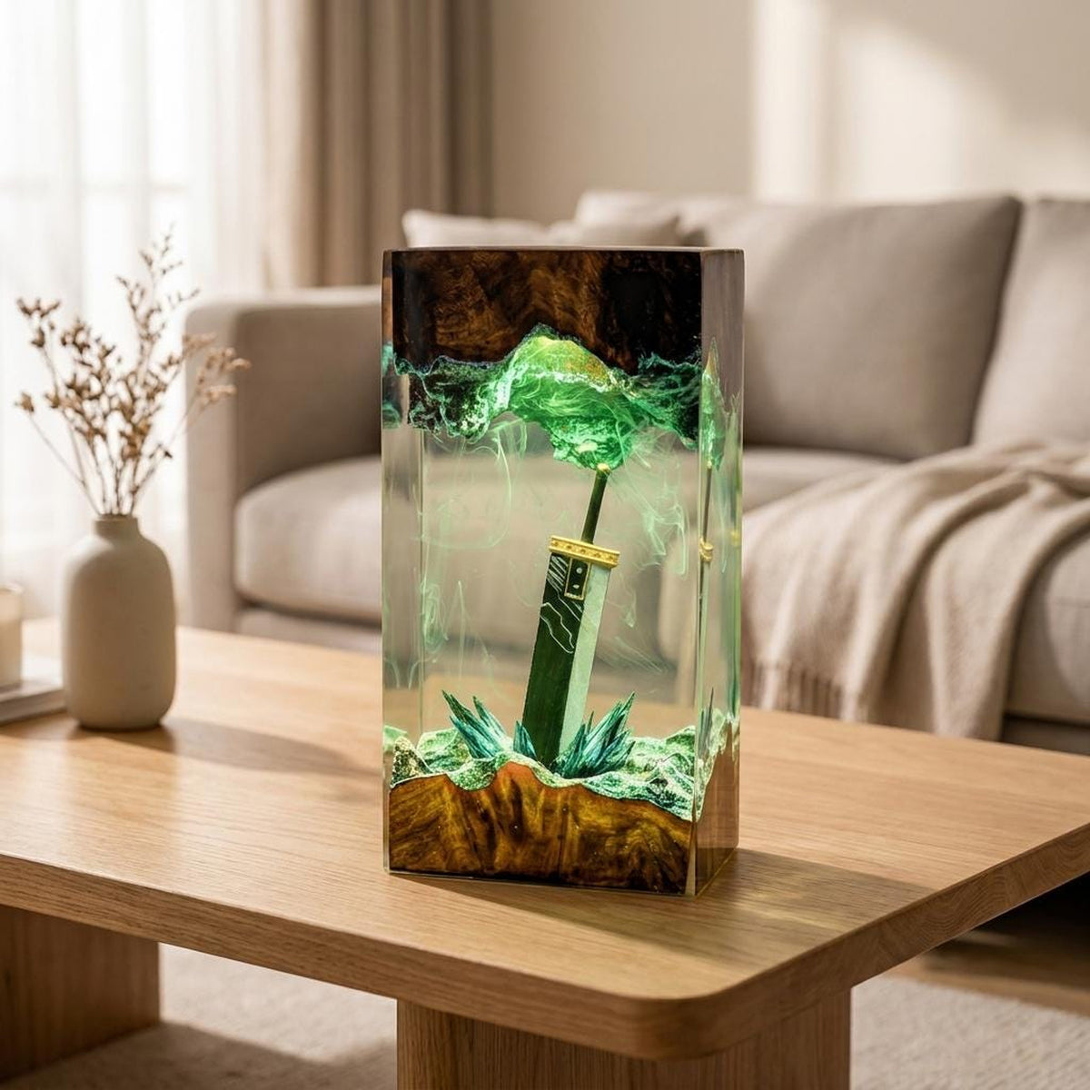 Buster Sword Resin Lamp - Final Fantasy VII Knight Blade Cube Night Light