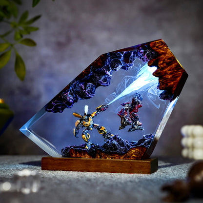 Handcrafted Bumblebee vs Barricade Epoxy Resin Lamp