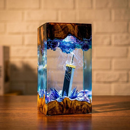 Buster Sword Resin Lamp - Final Fantasy VII Knight Blade Cube Night Light