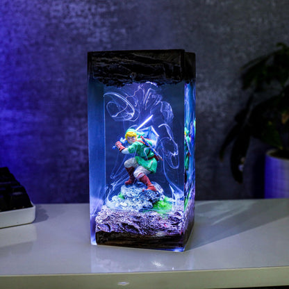 Zelda Link Resin Lamp - Master Sword Hylian Shield Cube Night Light