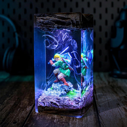 Zelda Link Resin Lamp - Master Sword Hylian Shield Cube Night Light