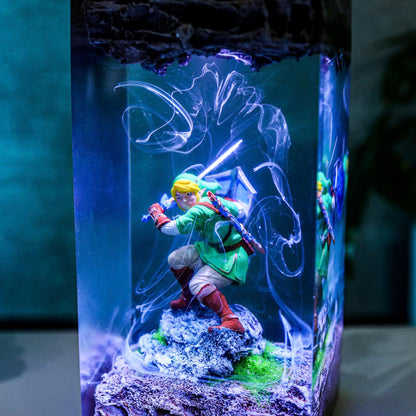 Zelda Link Resin Lamp - Master Sword Hylian Shield Cube Night Light