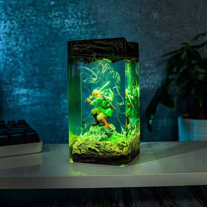 Zelda Link Resin Lamp - Master Sword Hylian Shield Cube Night Light