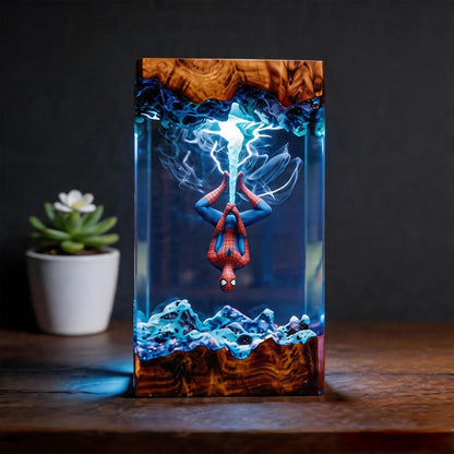 Handcrafted Upside-Down Spider-Man Epoxy Resin Lamp