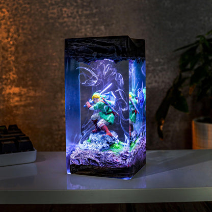 Zelda Link Resin Lamp - Master Sword Hylian Shield Cube Night Light