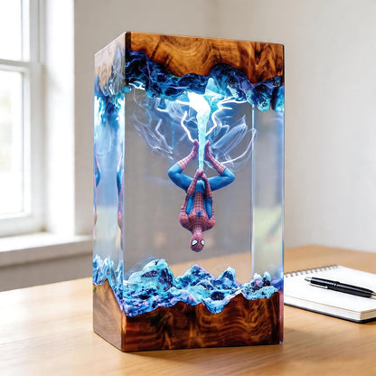 Handcrafted Upside-Down Spider-Man Epoxy Resin Lamp
