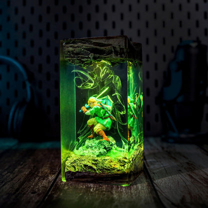 Zelda Link Resin Lamp - Master Sword Hylian Shield Cube Night Light