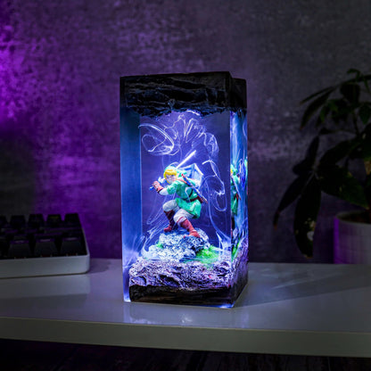 Zelda Link Resin Lamp - Master Sword Hylian Shield Cube Night Light