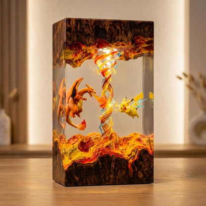 Handcrafted Pikachu Charizard Resin Night Light