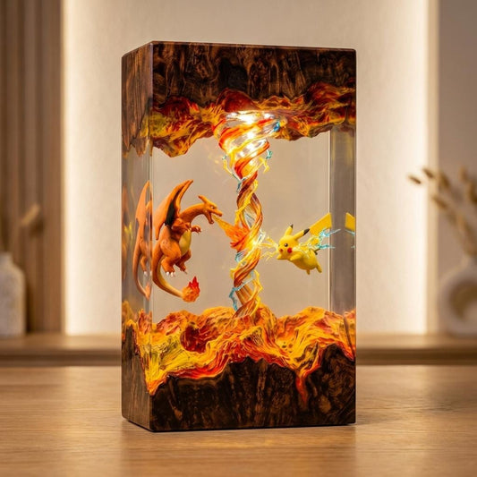 Handcrafted Pikachu Charizard Resin Night Light