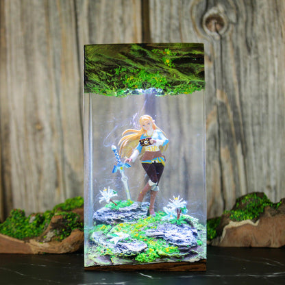 Princess Zelda Resin Lamp - Sheikah Slate Master Sword Cube Night Light
