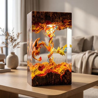 Handcrafted Pikachu Charizard Resin Night Light