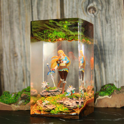 Princess Zelda Resin Lamp - Sheikah Slate Master Sword Cube Night Light
