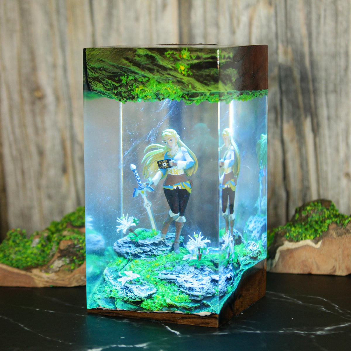 Princess Zelda Resin Lamp - Sheikah Slate Master Sword Cube Night Light