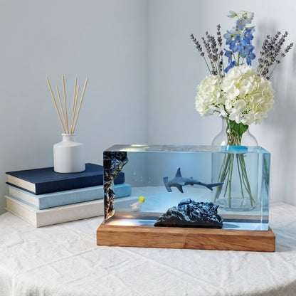 Hammerhead Shark Epoxy Resin Wood Night Light