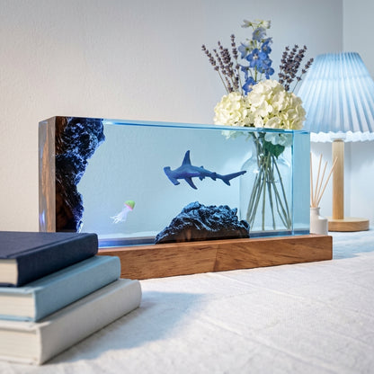 Hammerhead Shark Epoxy Resin Wood Night Light