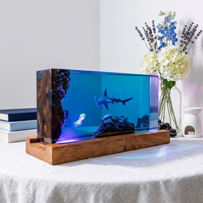 Hammerhead Shark Epoxy Resin Wood Night Light