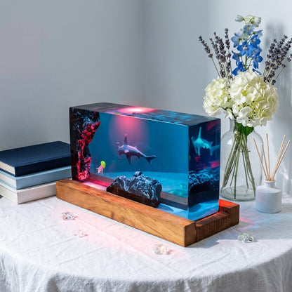 Hammerhead Shark Epoxy Resin Wood Night Light