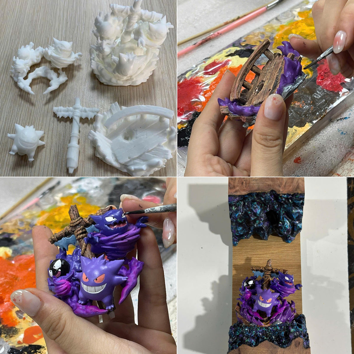 Gengar Evolution Graveyard Resin Lamp - Haunted Cross Pokémon Ghost Night Light