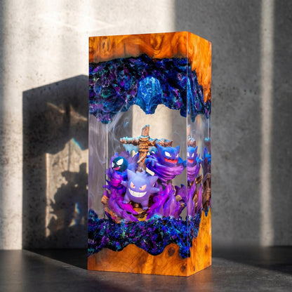 Gengar Evolution Graveyard Resin Lamp - Haunted Cross Pokémon Ghost Night Light