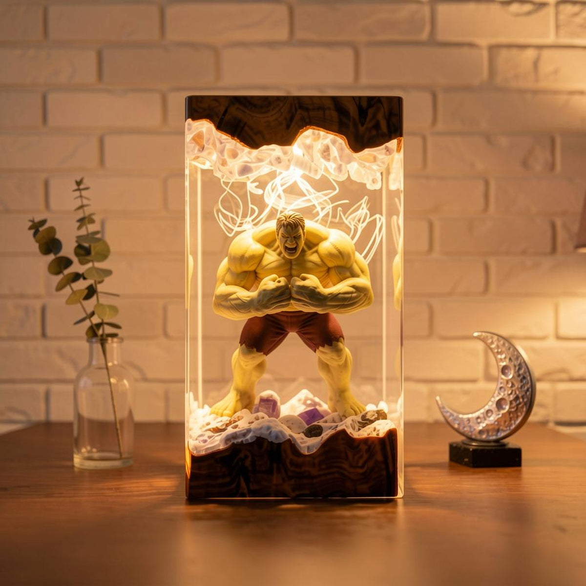 Handcrafted Hulk Green Monster Epoxy Resin Lamp