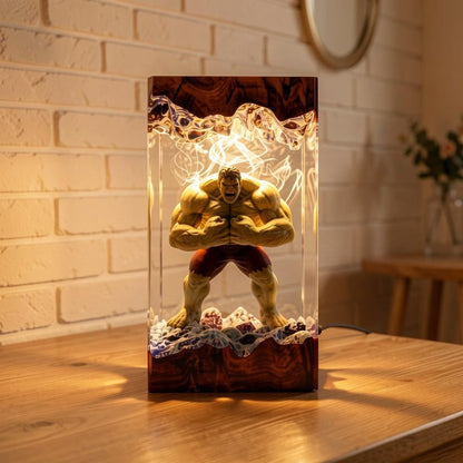 Handcrafted Hulk Green Monster Epoxy Resin Lamp