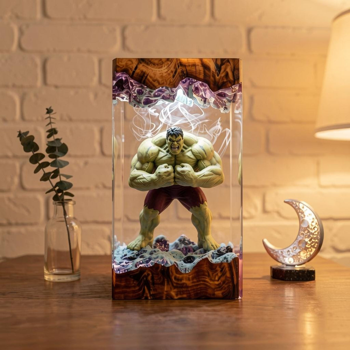 Handcrafted Hulk Green Monster Epoxy Resin Lamp