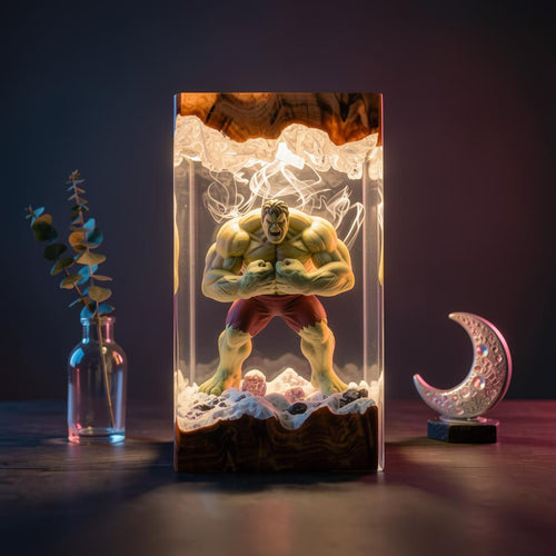 Handcrafted Hulk Green Monster Epoxy Resin Lamp