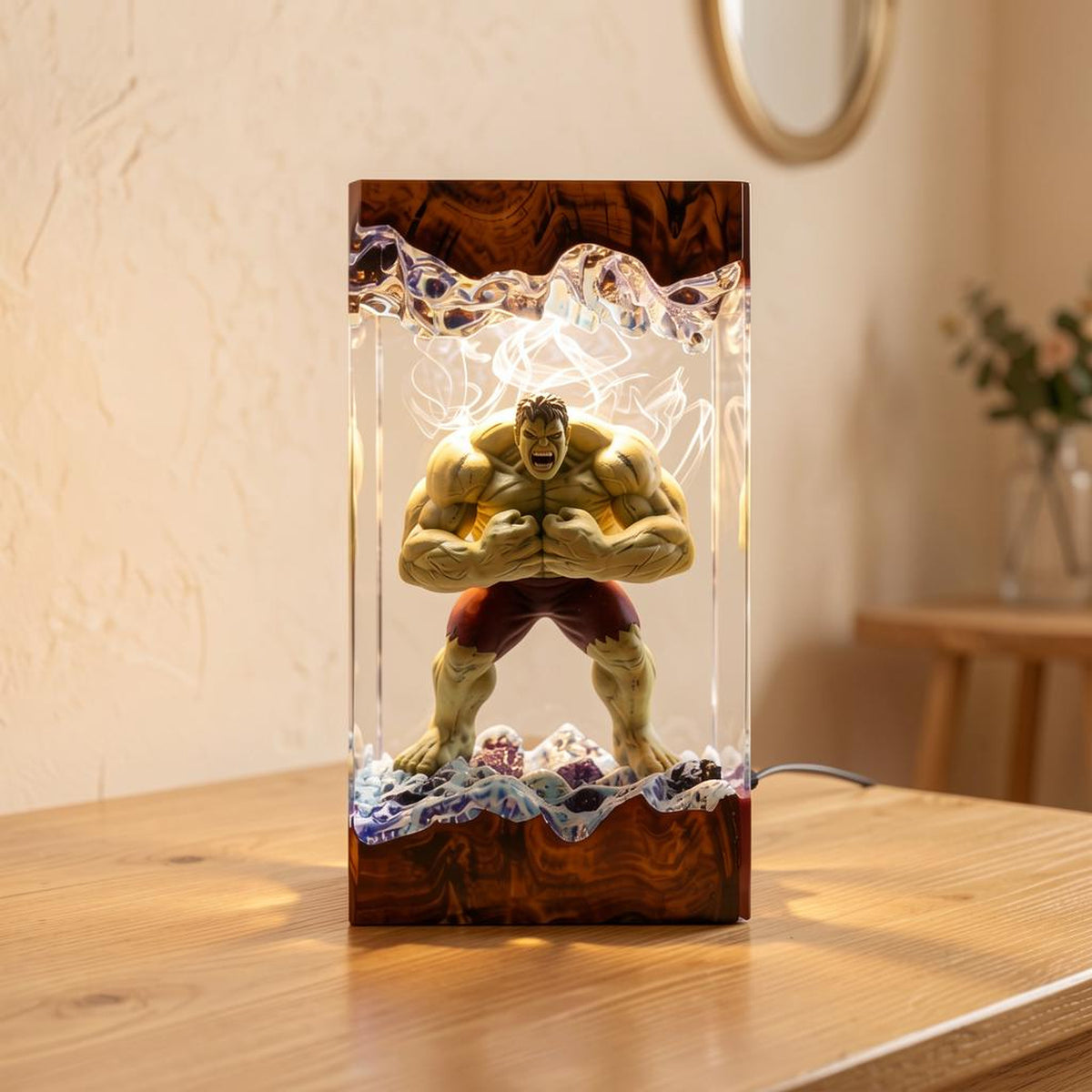 Handcrafted Hulk Green Monster Epoxy Resin Lamp