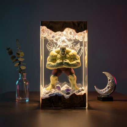 Handcrafted Hulk Green Monster Epoxy Resin Lamp