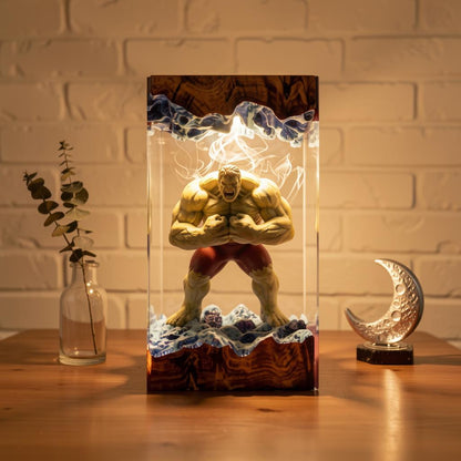 Handcrafted Hulk Green Monster Epoxy Resin Lamp
