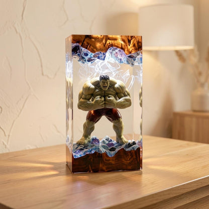 Handcrafted Hulk Green Monster Epoxy Resin Lamp
