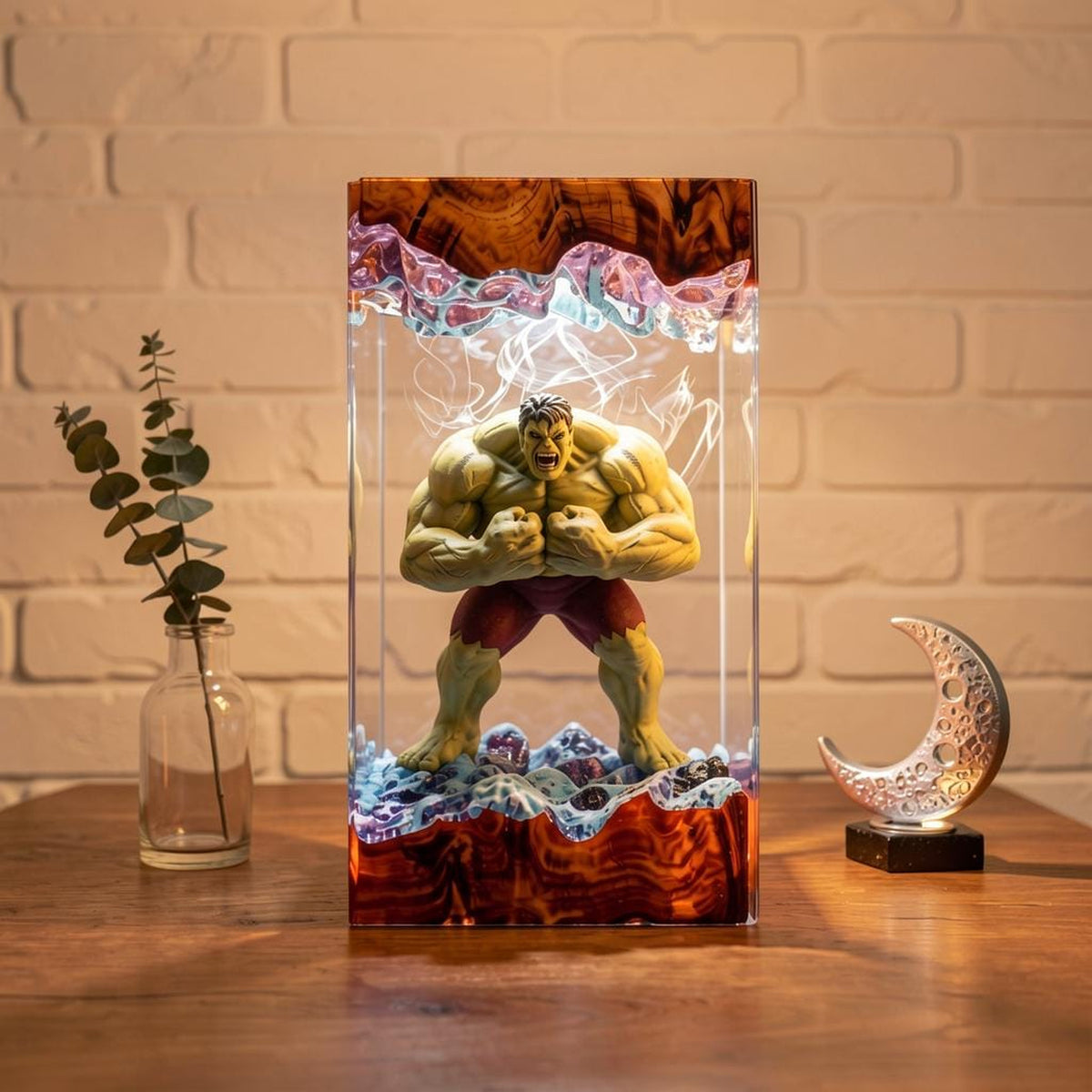 Handcrafted Hulk Green Monster Epoxy Resin Lamp