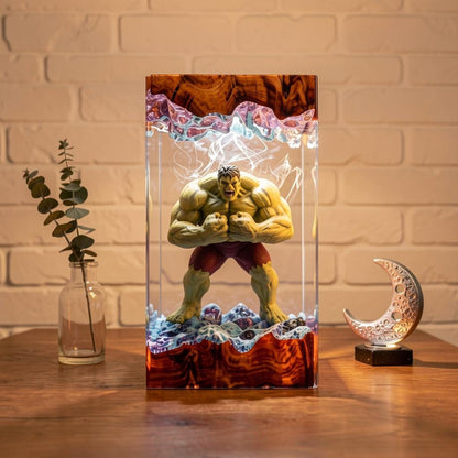 Handcrafted Hulk Green Monster Epoxy Resin Lamp