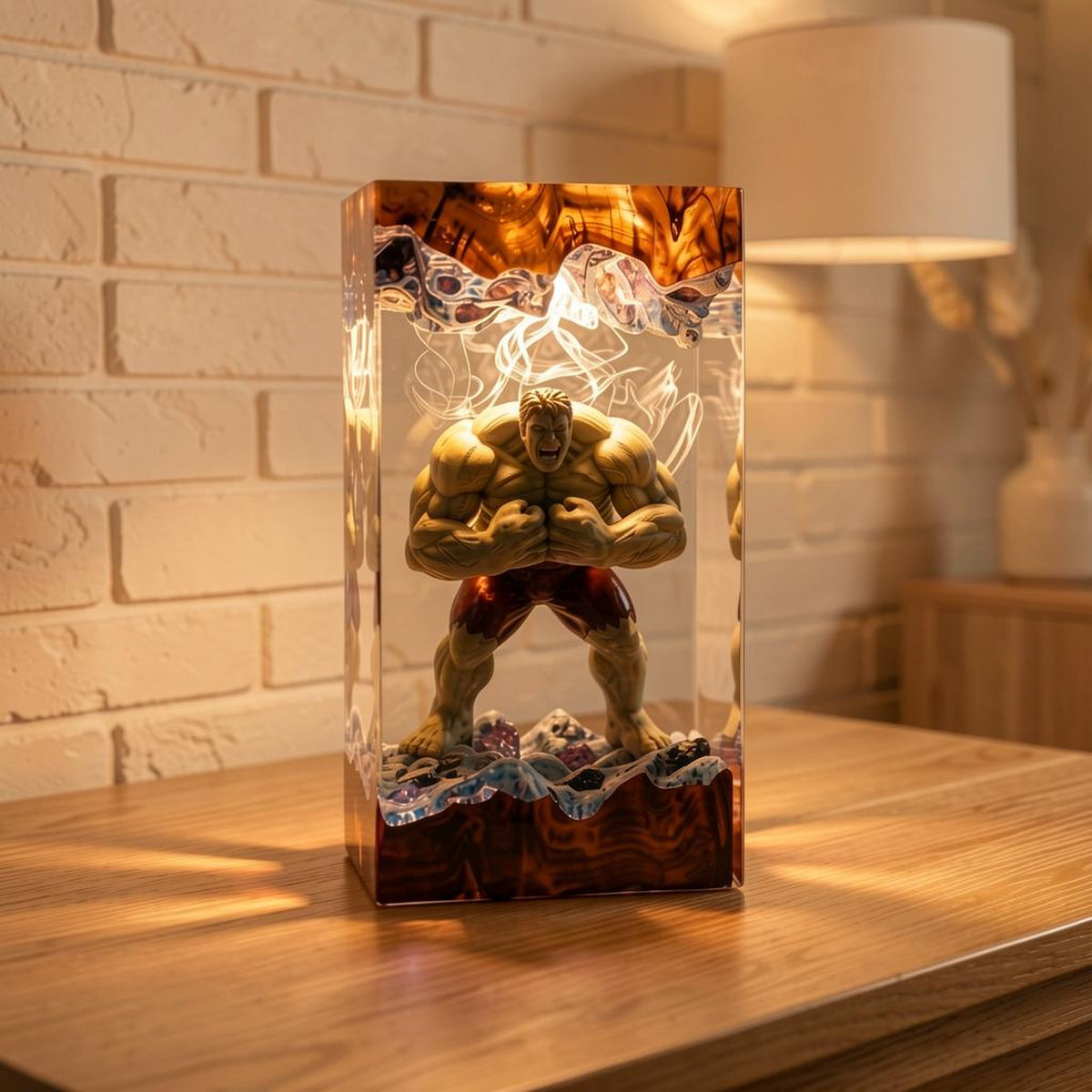 Handcrafted Hulk Green Monster Epoxy Resin Lamp