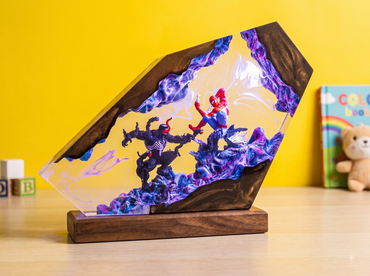 Spider-Man vs Venom Resin Lamp - Marvel Anime Night Light Room Decor